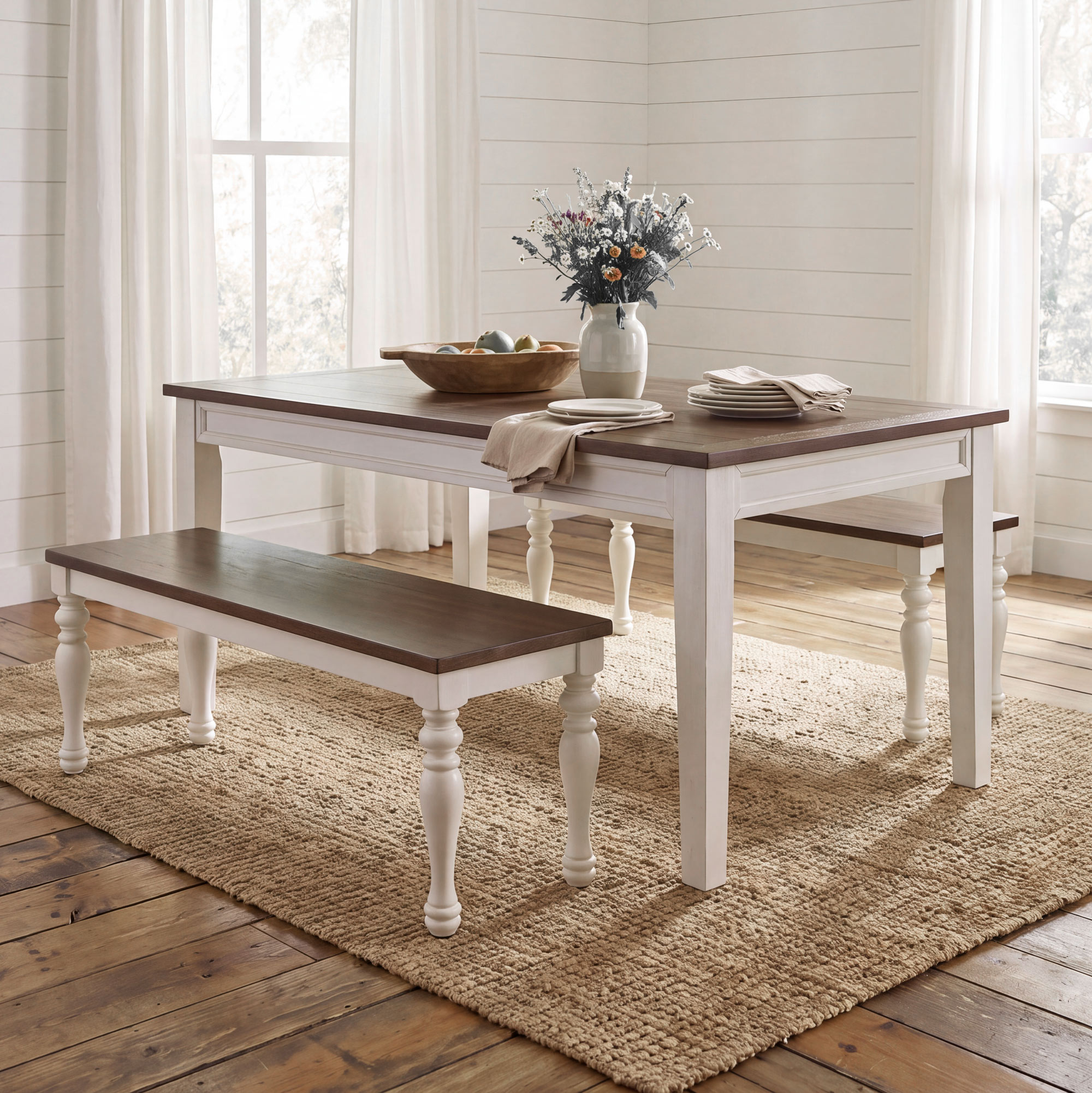 Joayla 3-Piece Dining Set with Two Benches