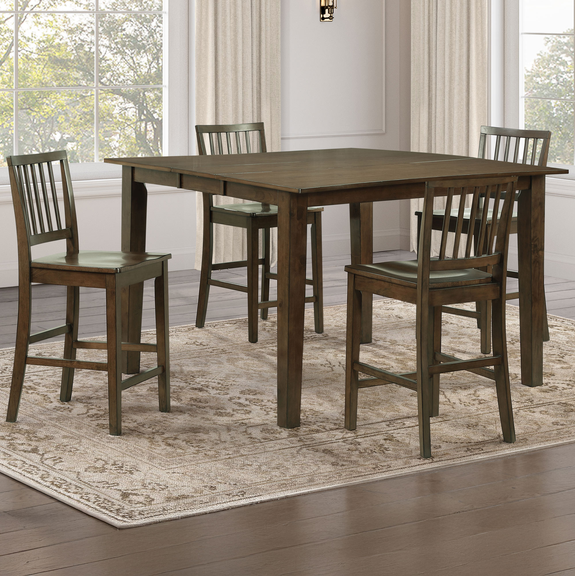 Joplin 5-Piece Counter Dining Set, Walnut Finish