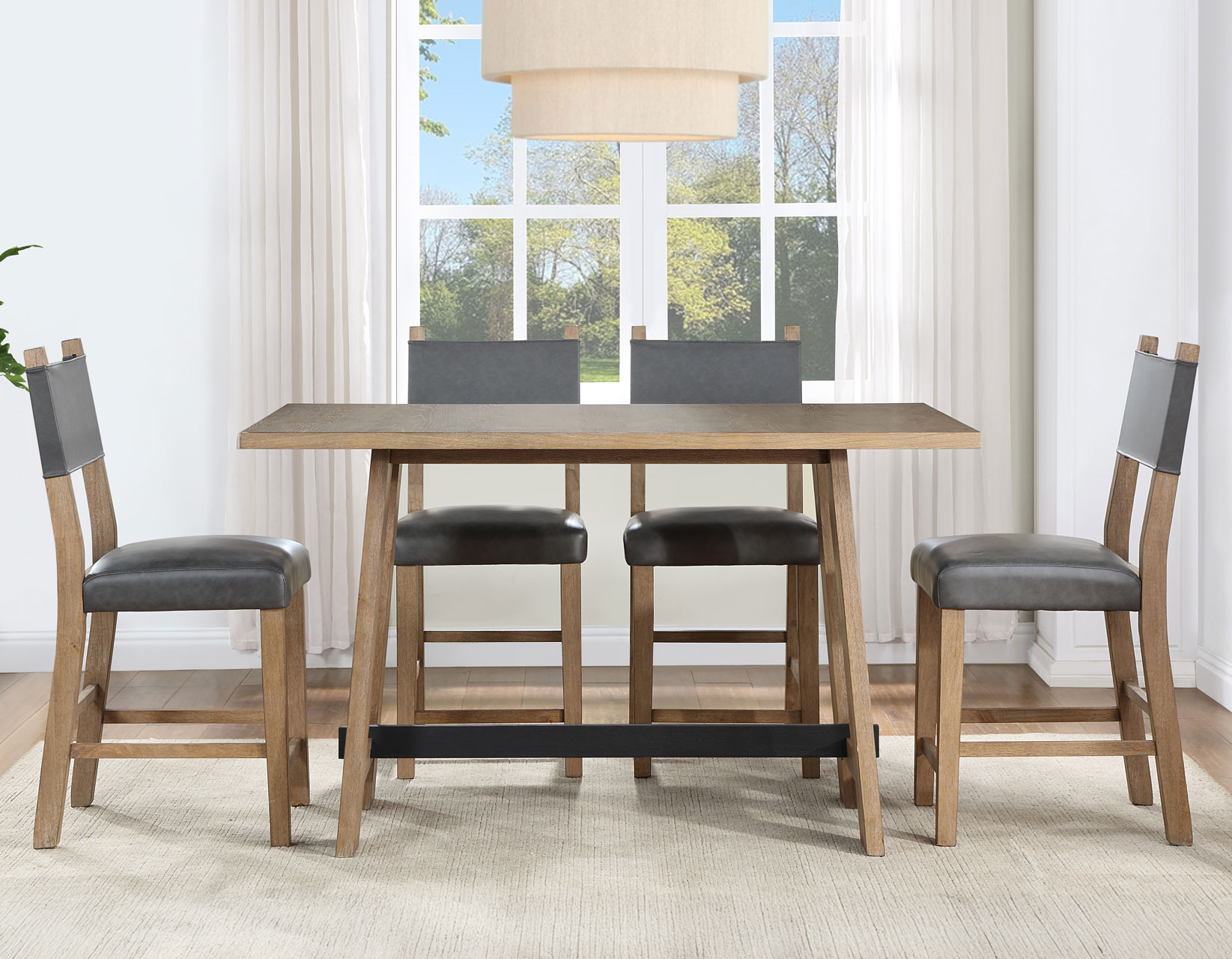 Aubrey 24" Counter Chair, Gray Vegan Leather with Driftwood finish - Image 10
