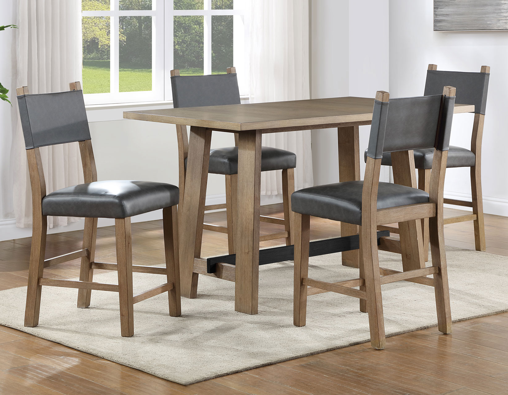 Aubrey 24" Counter Chair, Gray Vegan Leather with Driftwood finish - Image 11