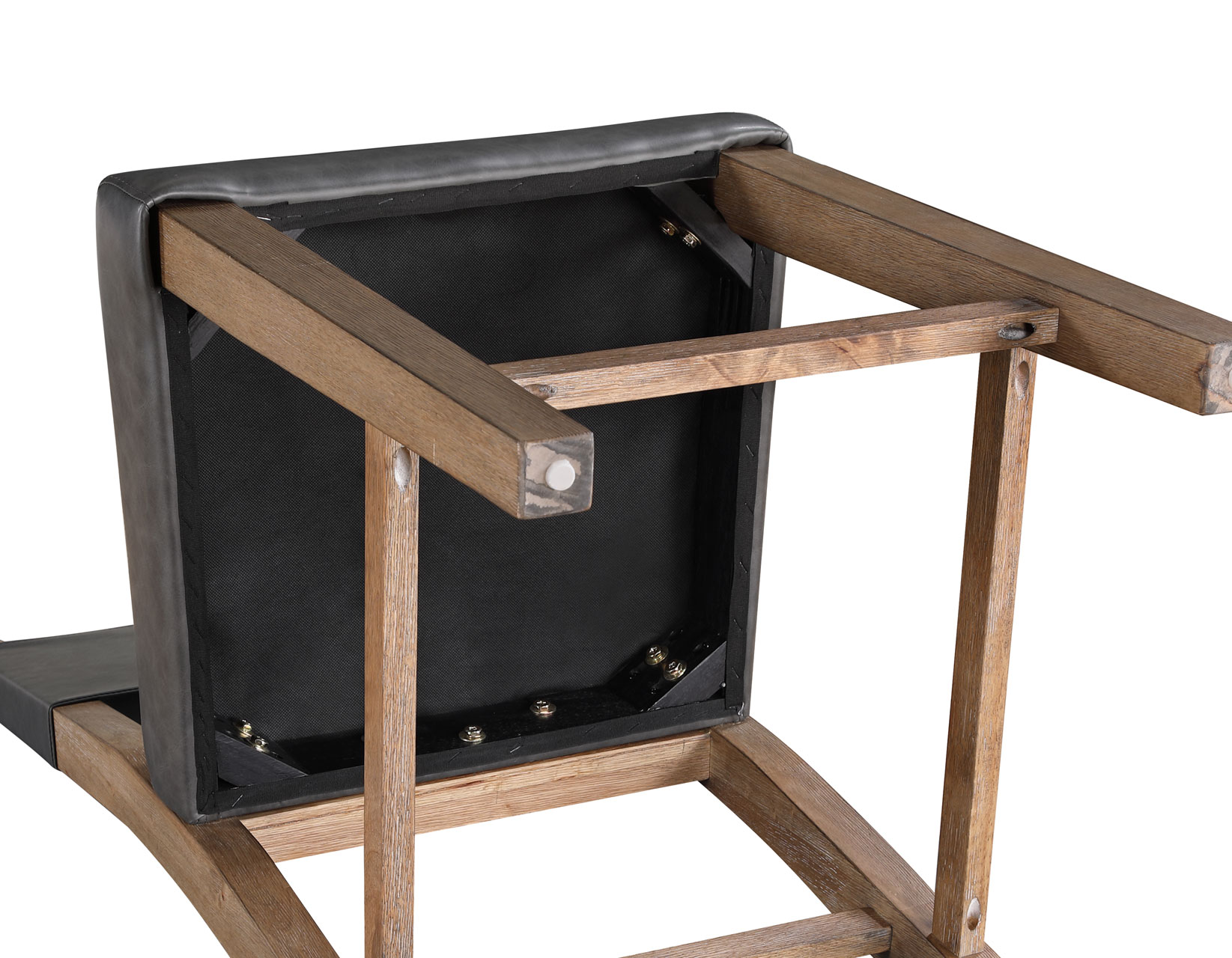 Aubrey 24" Counter Chair, Gray Vegan Leather with Driftwood finish - Image 9