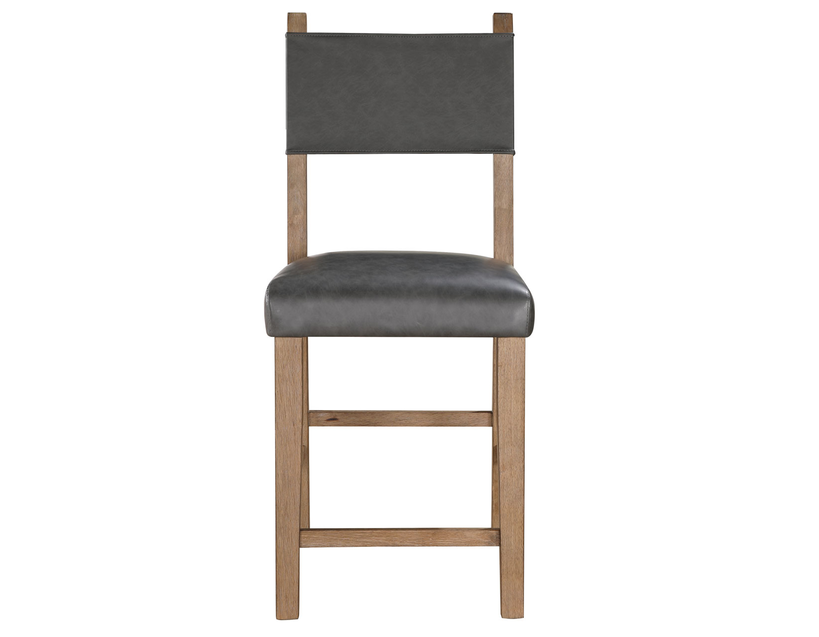 Aubrey 24" Counter Chair, Gray Vegan Leather with Driftwood finish - Image 2