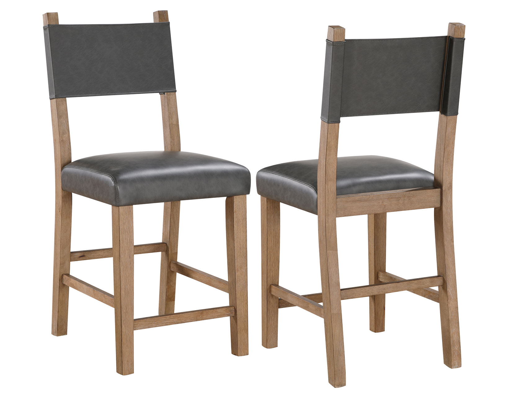 Aubrey 24" Counter Chair, Gray Vegan Leather with Driftwood finish - Image 7