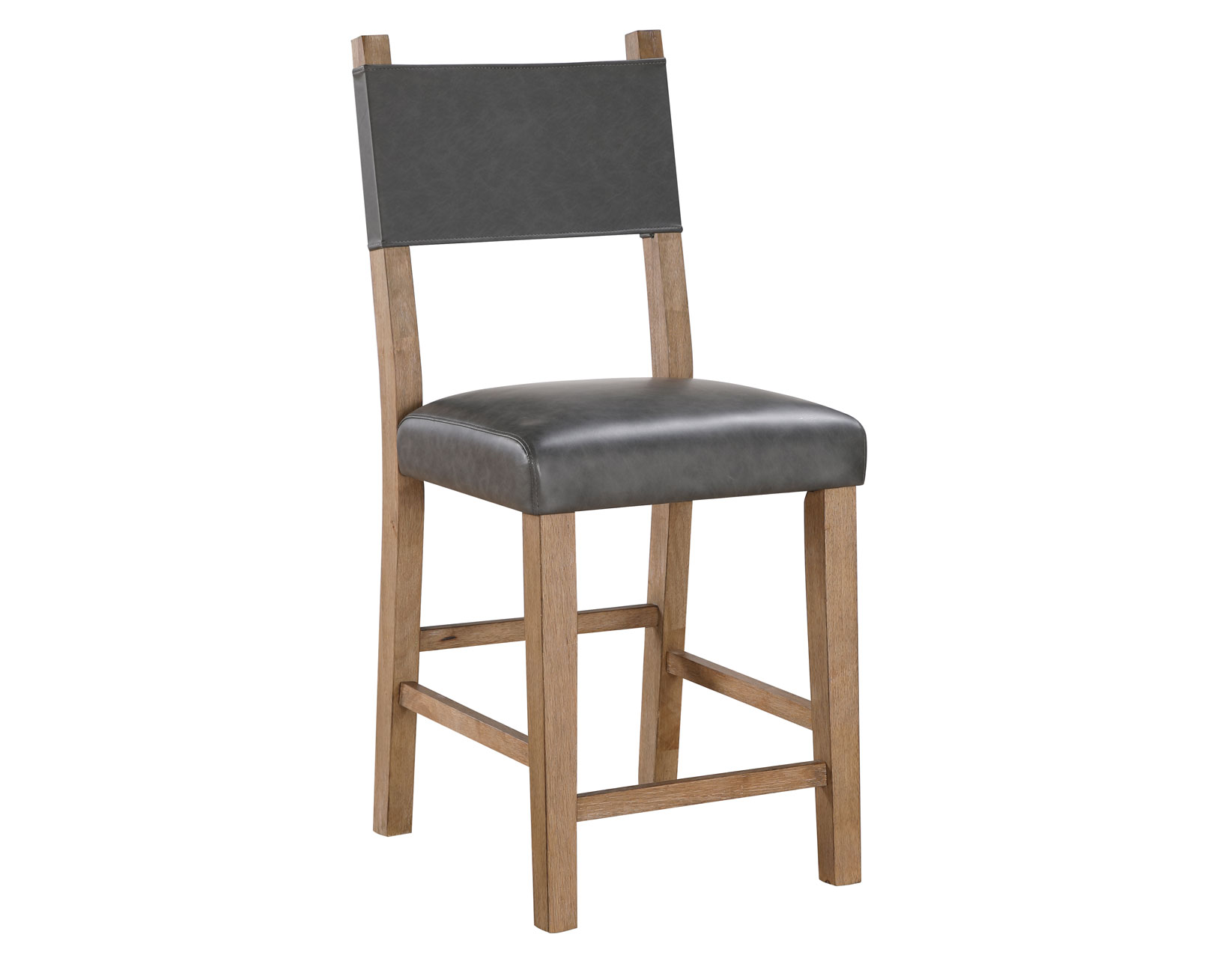 Aubrey 24" Counter Chair, Gray Vegan Leather with Driftwood finish - Image 3