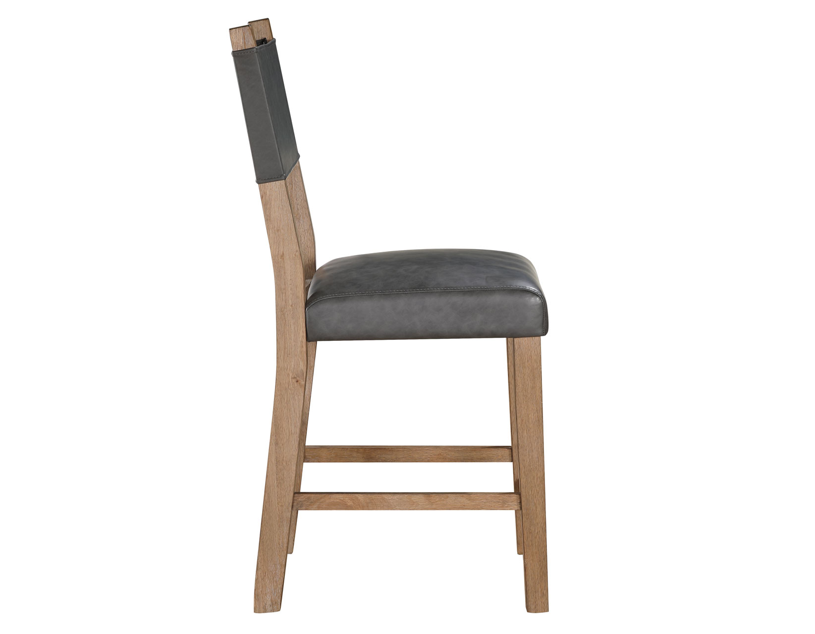 Aubrey 24" Counter Chair, Gray Vegan Leather with Driftwood finish - Image 4