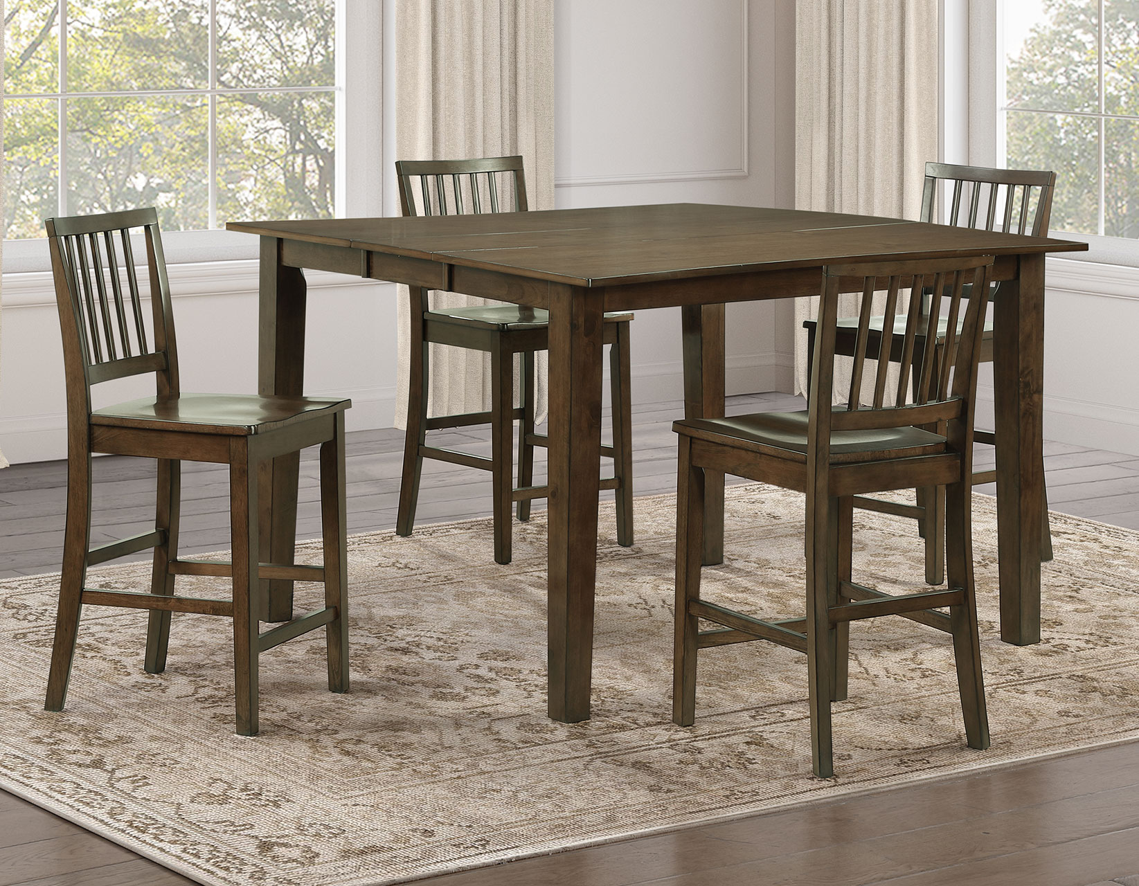Joplin 5-Piece Counter Dining Set, Walnut Finish - Image 2